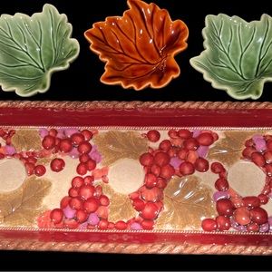 Tray and 3 dip dishes